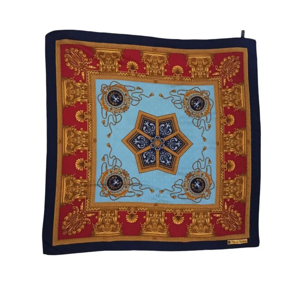 BLU DI BALESTRA Blue Royal Silk Scarf ITALY 34.5"/ 34.5” EC - Picture 1 of 10